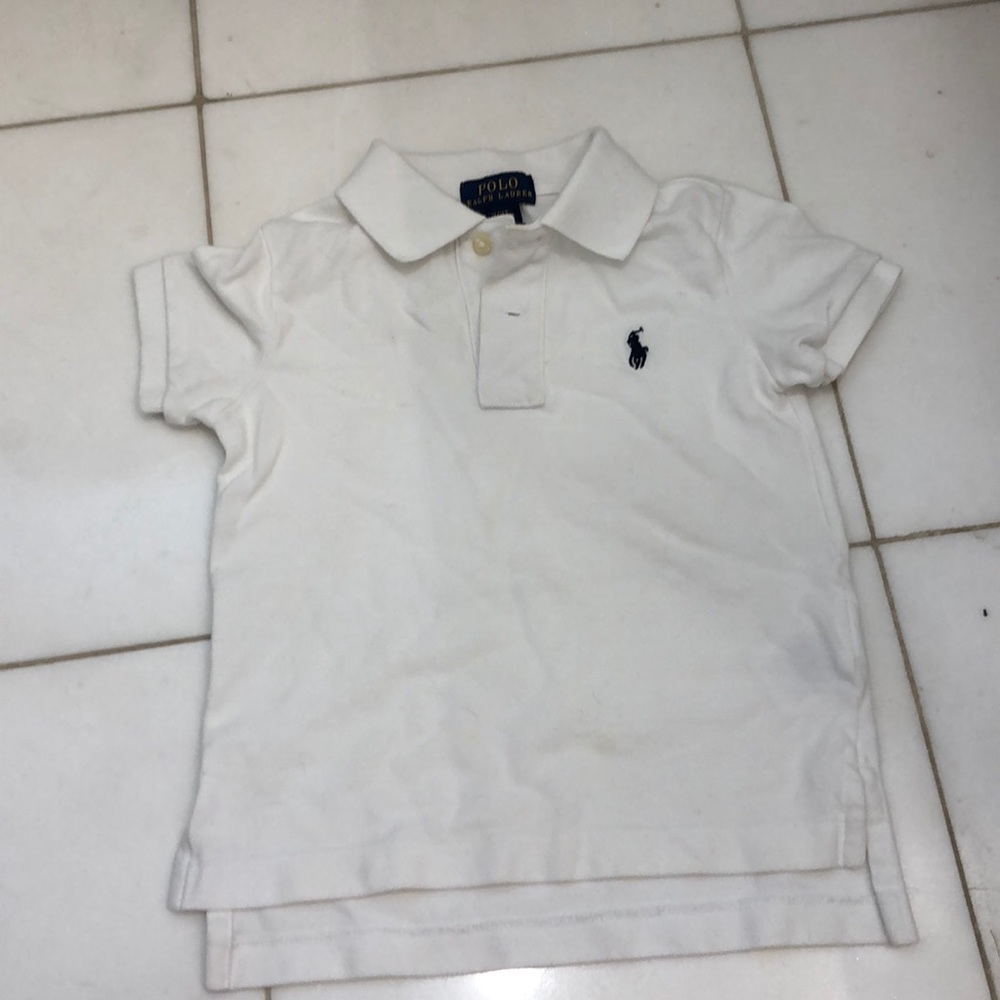 Polo white pique polo shirt.  Boys 2T